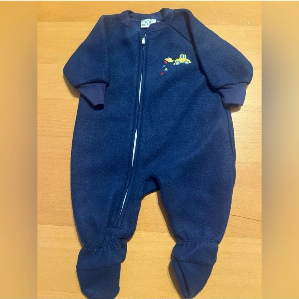 Carter's Navy Blue Tractor Footie